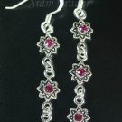 Sterling Silver Hanging Earrings w/ Pink Crystals YSS129