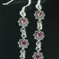 Sterling Silver Hanging Earrings w/ Pink Crystals YSS129