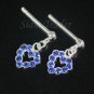 Sterling Silver Swarovski Sapphire Covered Heart Earrings XSS171