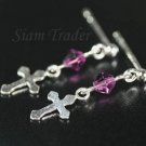 Sterling Silver Swarovski Amethyst Cross XSS270