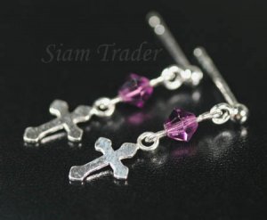 Sterling Silver Swarovski Amethyst Cross XSS270