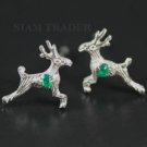 Sterling Silver Reindeer w/ Emeralds - Stud Earrings PSS576