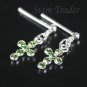 Sterling Silver Swarovki Covered Peridot Cross Earrings XSS162