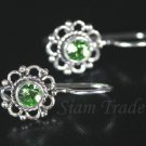 Sterling Silver Flower Earrings w/ Peridot Swarovski Crystal YSS55