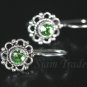 Sterling Silver Flower Earrings w/ Peridot Swarovski Crystal YSS55