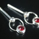 Sterling Silver Earrings w/ Swarvski Siam Crystal  XSS211