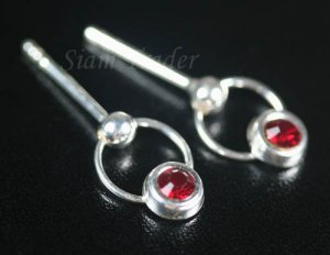 Sterling Silver Earrings w/ Swarvski Siam Crystal  XSS211