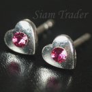 Sterling Silver Heart Earrings w/ Swarovski Rose Crystal XSS306