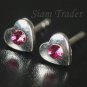 Sterling Silver Heart Earrings w/ Swarovski Rose Crystal XSS306