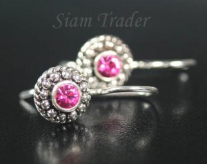 Sterling Silver Swarovski Rose Flower Earrings  FHSS10