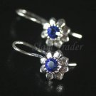 Sterling Silver flower Earrings w/ Swarovski Sapphire Crystal YSS51