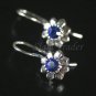 Sterling Silver flower Earrings w/ Swarovski Sapphire Crystal YSS51