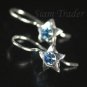 Sterling Silver Star w/ Swarovski Aquamarine Crystal Earrings YSS56