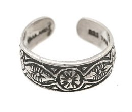 Sterling Silver - Flower & Leaves - Toe Ring TRSS32