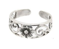 Sterling Silver - Stylish Flower - Toe Ring TRSS35