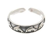 Sterling Silver - Swimming Dolphins - Toe Ring TRSS43