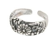 Sterling Silver - Daisy & Leaves - Toe Ring TRSS47