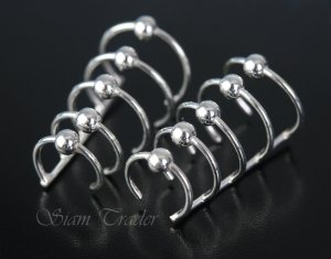 Sterling Silver - 5 Loop and Ball - Ear Cuffs CSS366