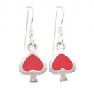 Sterling Silver Spade - Coral Dangling Earrings YSS157
