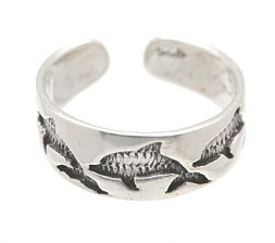 Sterling Silver -Imprinted Dolphins - Toe Ring TRSS5