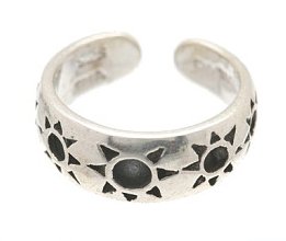Sterling Silver -Imprinted Suns - Toe Ring TRSS6