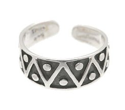 Sterling Silver - Triangles and Dots - Toe Ring TRSS7