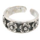 Sterling Silver - Raised Flowers - Toe Ring TRSS77