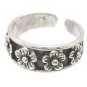 Sterling Silver - Raised Flowers - Toe Ring TRSS77