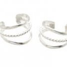 Sterling Silver Double Ring & Rope Ear Cuffs CSS189