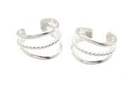 Sterling Silver Double Ring & Rope Ear Cuffs CSS189