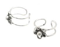 Sterling Silver Wire Frame w/ Flower Ear Cuffs CSS205