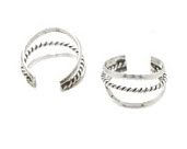 Sterling Silver Double Ring and Rope Ear Cuffs CSS207