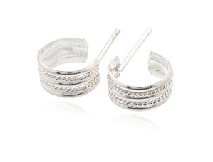 Sterling Silver Double Rope Earrings AESS124
