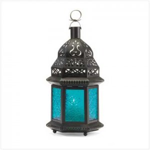#37438 Blue Glass Moroccan-Style Lantern