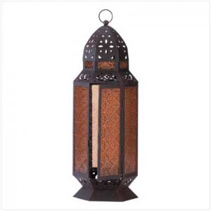 #34691 Amber Candle Lantern