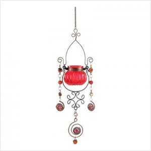 #38952 Red Jeweled Candleholder