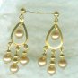 Champagne Pearls on Goldtone Teardrop Chandeliers
