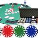 COMBO - 500PCS 13.5 GRAM DOUBLE SUIT POKER CHIP SET WITH ALUM CASE + SOLIDWOOD FOLDING TABLE TOP