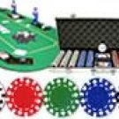 500PCS 13.5 GRAM DOUBLE SUIT POKER CHIP SET + CASE + TEXAS HOLDEM FOLDING TABLE TOP WITH TRAY