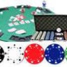 COMBO - 500PCS 11.5GRAM CASINO SIZE SUIT POKER CHIP SET + ALUM CASE + SOLIDWOOD FOLDING TABLE TOP