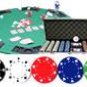 COMBO - 500PCS 11.5GRAM CASINO SIZE SUIT POKER CHIP SET + ALUM CASE + SOLIDWOOD FOLDING TABLE TOP