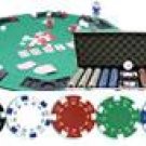 300PCS 11.5GRAM CASINO SIZE DICE POKER CHIP SET + ALUM CASE + SOLIDWOOD FOLDING TABLE TOP