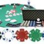 300PCS 11.5GRAM CASINO SIZE DICE POKER CHIP SET + ALUM CASE + SOLIDWOOD FOLDING TABLE TOP