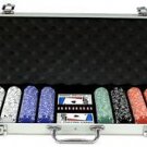 600PC 13.5GRAM PRO CLAY STRIPE SUIT POKER CHIP SET WITH ALUMINUM CASE