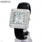 Black Geneva Watch, genuine crystals