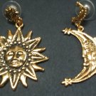18 karat golden coated sun and moon  earrings