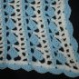 New Handmade Slanted Shell Baby Afghan, Blue & White, 46 x 50 in., 100% Acrylic, Machine wash
