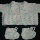 New Hand Crocheted Baby Sweater - Color: Citrus Multi (Item # IS0001) Approx. size 3 months