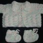 New Hand Crocheted Baby Sweater - Color: Citrus Multi (Item # IS0001) Approx. size 3 months