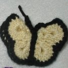 Hand Crocheted Butterfly Pin - Yellow with black trim (item # JP0010) 2 3/4 inches wide